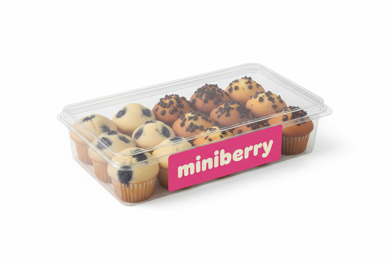 make all fonts lower case and the packed in a mini muffin clear box